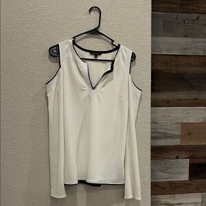 Banana Republic White Blouse with Black Trim